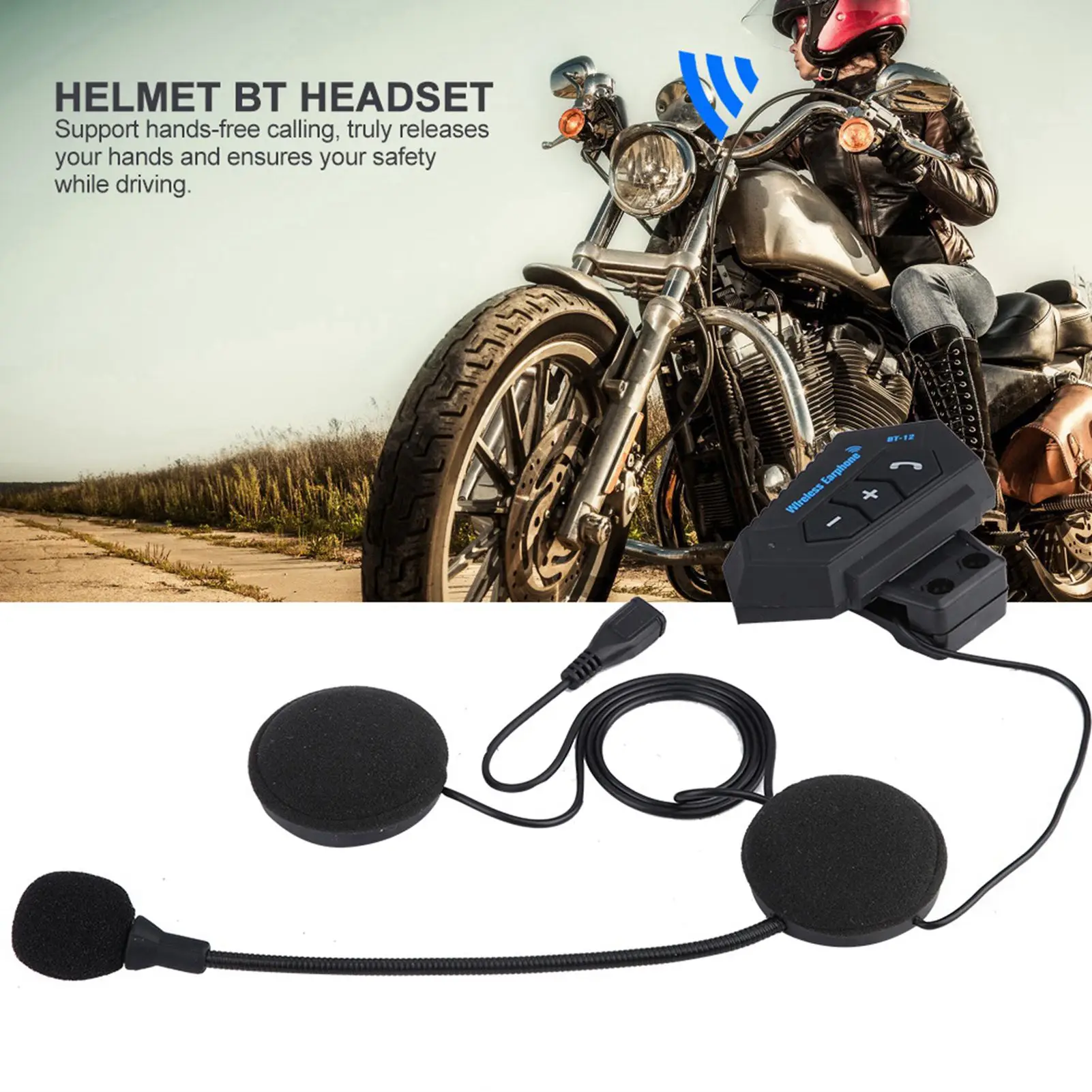 Bluetooth Motorcycle Helmet Headset Headphone Wireless Motor Bike Handsfree Stereo Earphone Speaker Noise Reduction With Mic