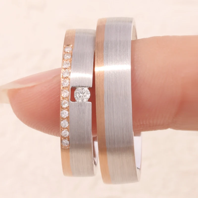 

Contemporary Two-Tone Natural/Lab Diamond Wedding Set Crafted in 18K/14K/9K Gold & PT950, His & Hers Wedding Set