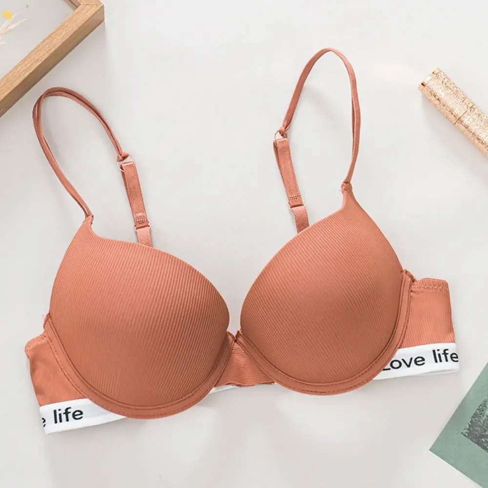 

Comfortable 3/4 Cup Bras for Women Underwear Letter Deep V Bras Anti-sagging Lingerie Wireless Bra Summer