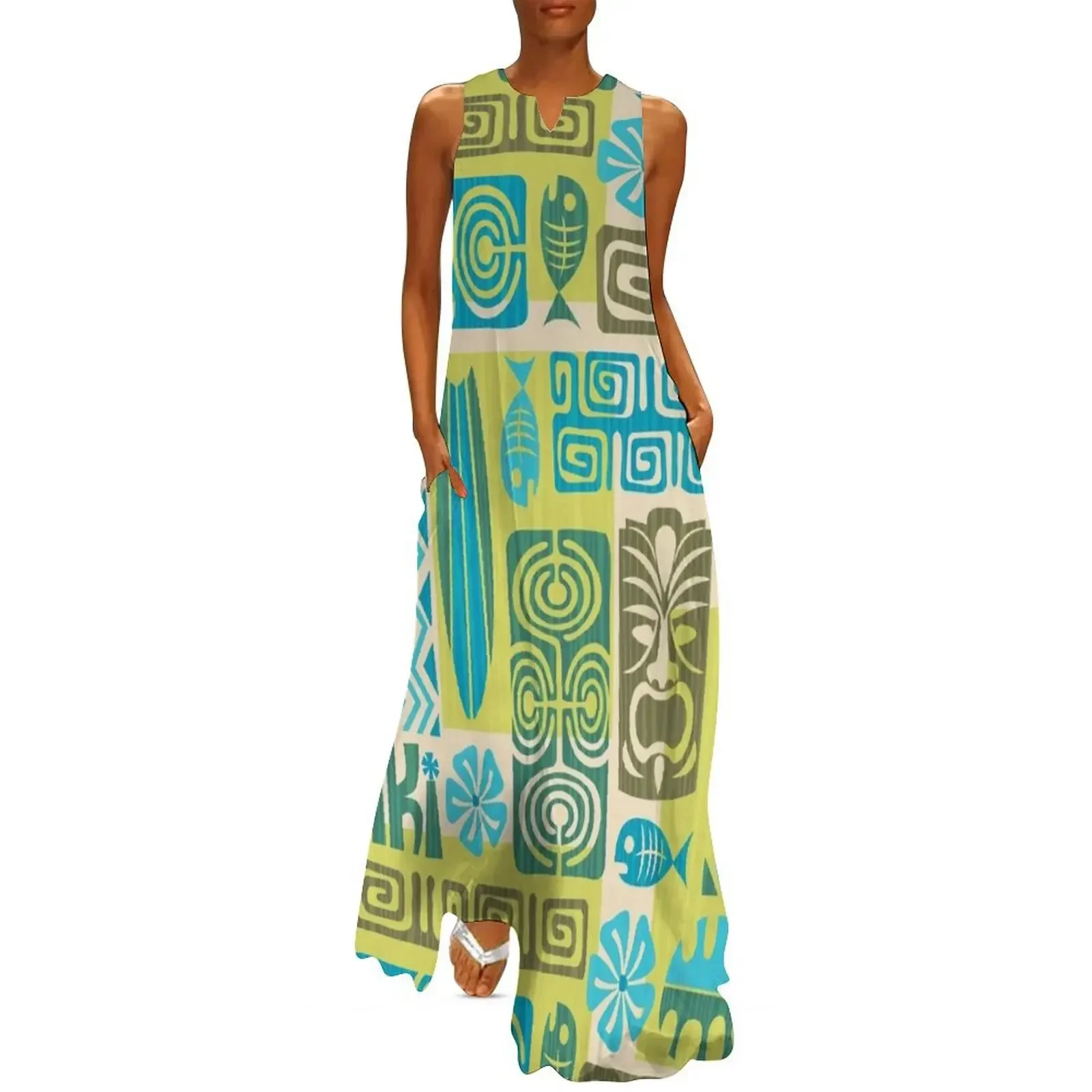 

Tiki Time Luau Party Pattern Long Dress Women's long dress wedding dresses for woman cute dress