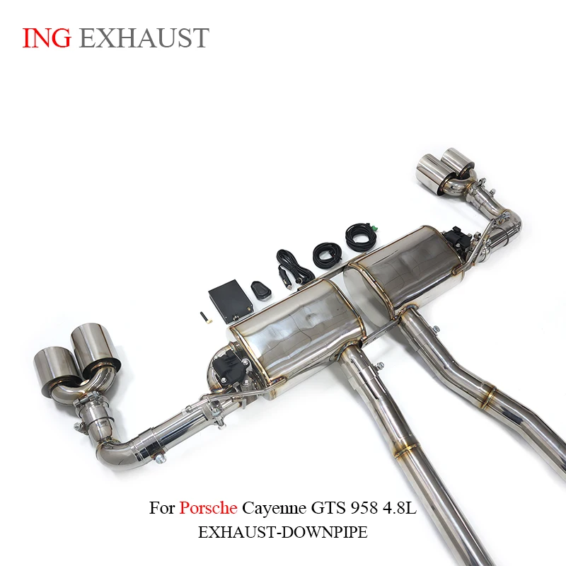 Ing sistema de escape catback de aço inoxidável para porsche cayenne gts 958 4.8l silenciador válvula remoto sem fio peças de automóvel