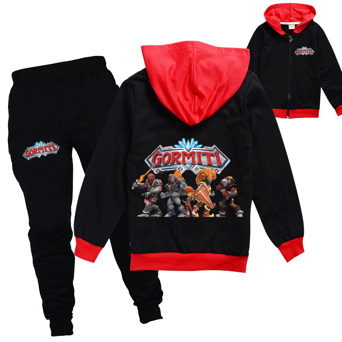 

New Style Hoodie Kids Game Gormiti SportSuit Toddler Girls Outfits Teenage Boys Zipper Hoody Jacket+Sweatpants 2pcs Set