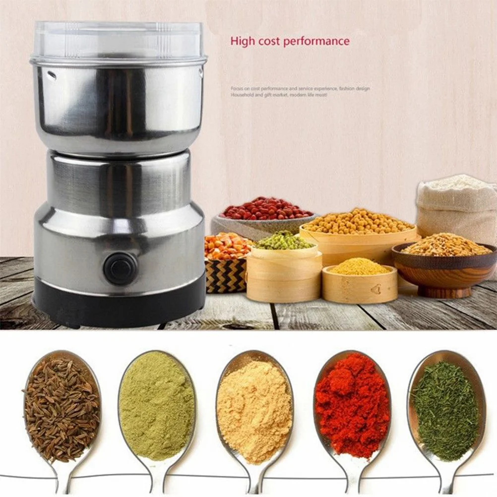

110V Electric Coffee Grinder Stainless Steel Blades Beans Spice Nuts Grinder Home Kitchen One Button Operation