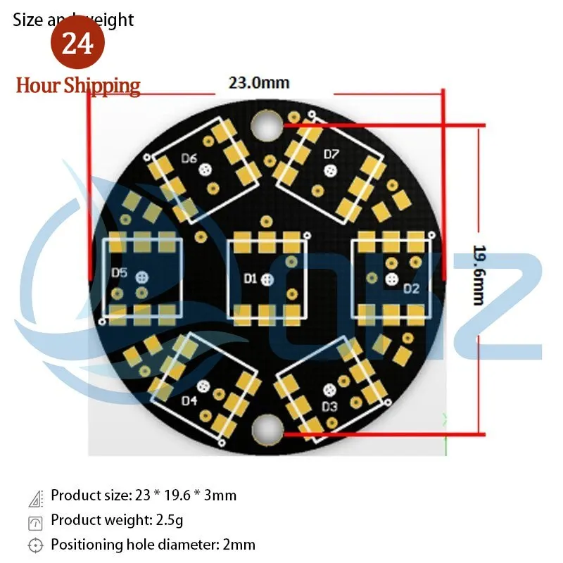 10 SZTUK 7-bitowej diody LED WS2812 5050 RGB z wbudowanym pełnokolorowym sterownikiem Kolorowe światło Okrągła płytka rozwojowa