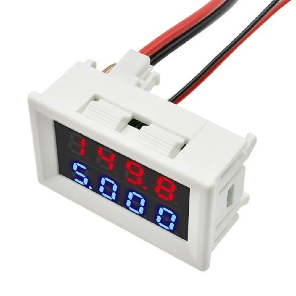 DC 0-100V 0-200V 10A Digital Voltmeter Ammeter 4 Bits 5 Wires Dual Led Display Car Motorcycle Voltage Current Amp Panel Meter