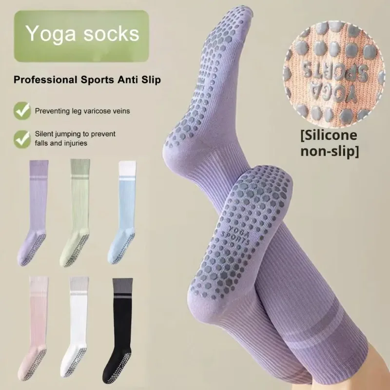

Grip Pilates Socks Women Non-slip Yoga Fitness Calf Compression Socks High Quality Cotton Running Sports Socks Ladies