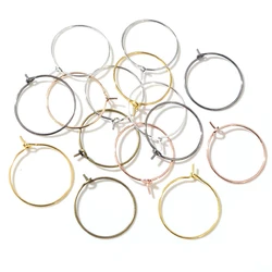 50pcs 20 25 30 35 40 mm KC Gold Silver Color Hoops Earrings Big Circle Ear Hoops Earrings Wires For DIY Jewelry Making Supplies