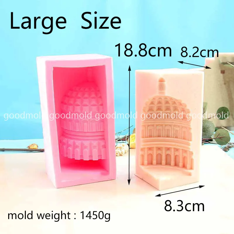 Creative Castle Candle Silicone Mold Large Roman Pantheon Cement Plaster Sculpture Ornament Mould Aroma Candle Making Wax Mold