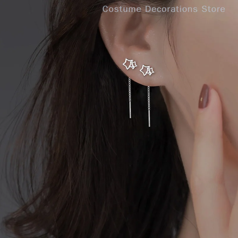 

Hollow Star Ear Line Chain Fringe Ear Chain Metal Simple Everything Temperament Five-pointed Star Earrings Earrings