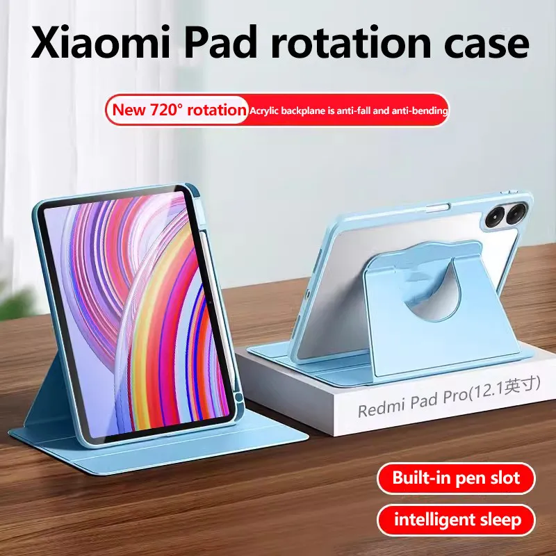 Rotating Acrylic Support Stand Case For Xiaomi Poco Pad12.1 inch 2024 6S Pro 12.4 5 6 Pro 11 inch Redmi Pad SE 11inch Pad10.61