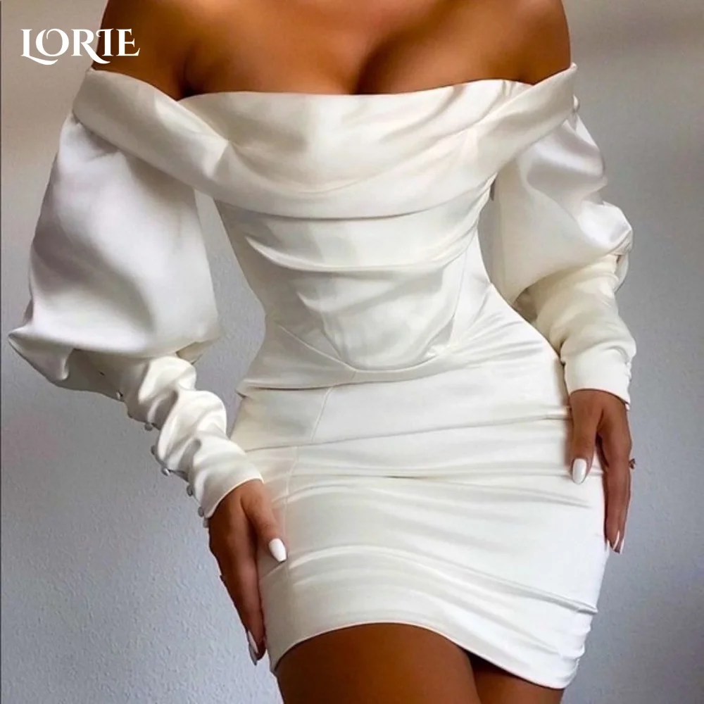 

LORIE Vintage Short Wedding Dress Ruffle Pleats Backless Sexy Sweetheart Mini Bridal Gown Puff Sleeves Bride Gowns Customized