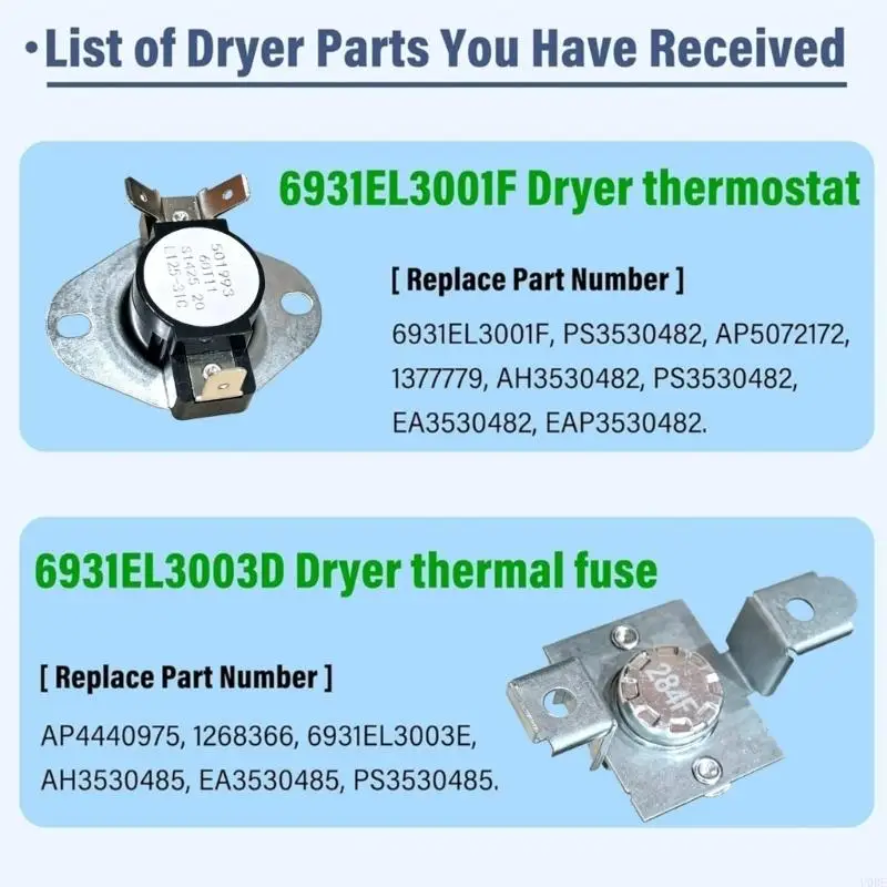 6931EL3001F Dryer Thermal Cut Off For Electric Clothes Dryers Enduring