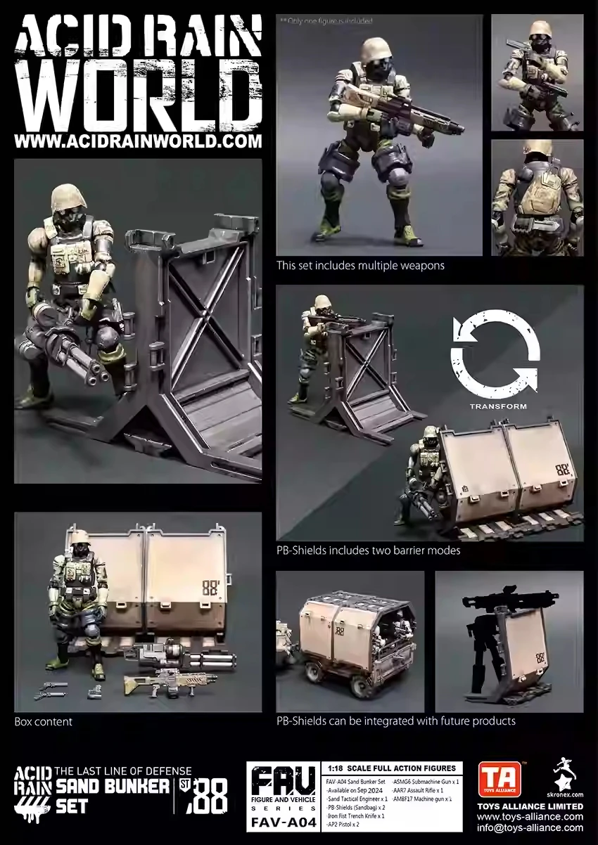 Acid Rain War 1/18 Scale Sand Steel Castle Fav-A04 Field Defensive Fav-A10 Set Full Set 3.75-Inch Action Figure Toys In Stock