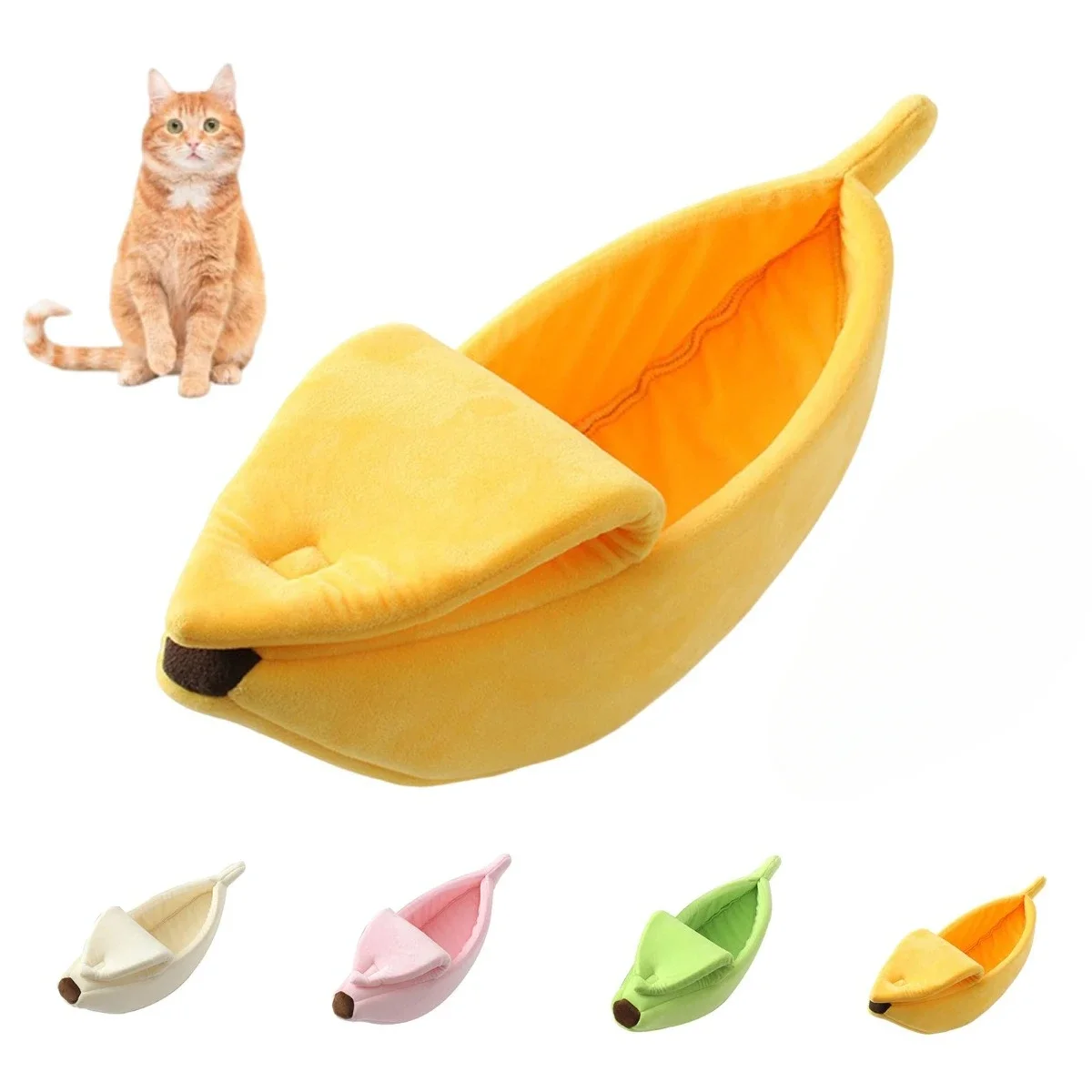 

Banana Cat Bed House Large Size Christmas Pet Beds Soft Warm Cat Cuddle Beds for Cats Kittens Rabbit Small Dogs Bed Pet Supplies