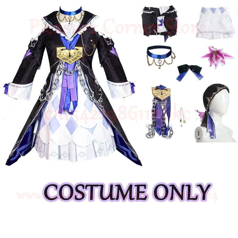 XS-3XL في المخزون مجموعة كاملة هيرتا تأثيري حلي هونكاي بدء السكك الحديدية لعبة تأثيري الزي الرسمي هيرتا شعر مستعار تأثيري حلي