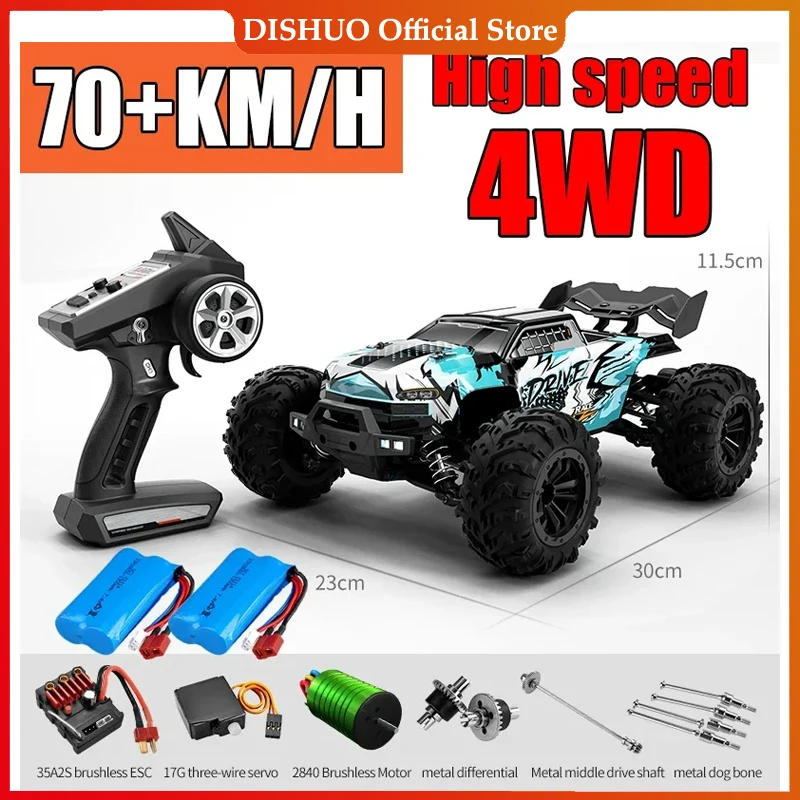 Rc Car Off Road 4x4 High Speed 70KM/H Remote Control Car with LED Headlight Brushless 4WD 1/16 Monster Truck Toys for Boys Gift