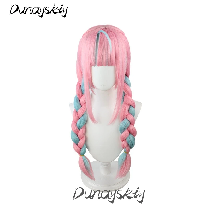 Vtuber Hololive Minato Aqua Costume Set Wig Braided Pink Cyan Sky Blue with Bangs Anime Cosplay Event Costumized Outfit