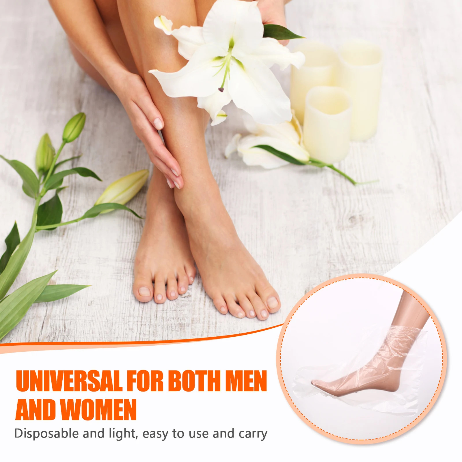 

100pcs Transparent Foot Covers Safe PE Material Disposable Bath Protector Therapy Gloves Footbags Massager Wax Treatment