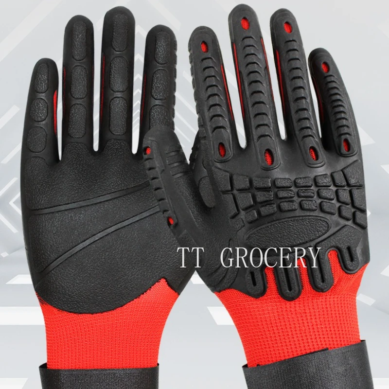 TPE Anti-Collision Impact-Resistant Gloves Heavy Industry Mechanical Shock-Absorbing Gloves Thickened Work Safety Gloves