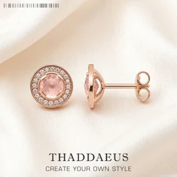 Light of Luna Pink Round Ear Studs Earrings Europe Style Fashion Jewerly For Women Gift In 925 Sterling Silver