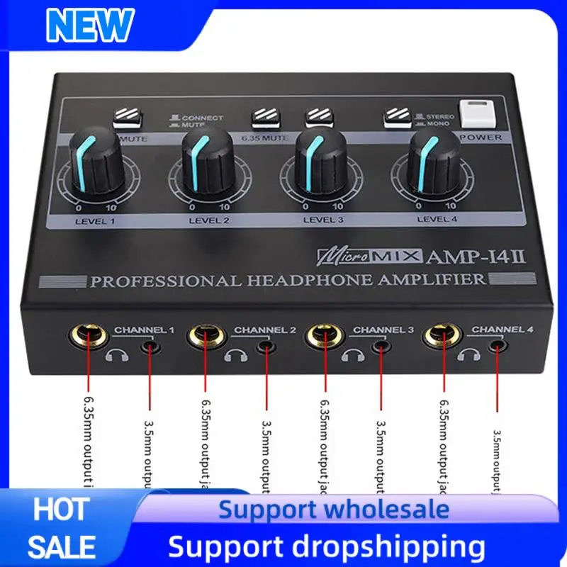 

Optimal AMP‑I4Ⅱ Professional 4 Channel Headphone Amplifier Audio Compact Stereo Amp+6.35Mm 3.5Mm Input Volume Control