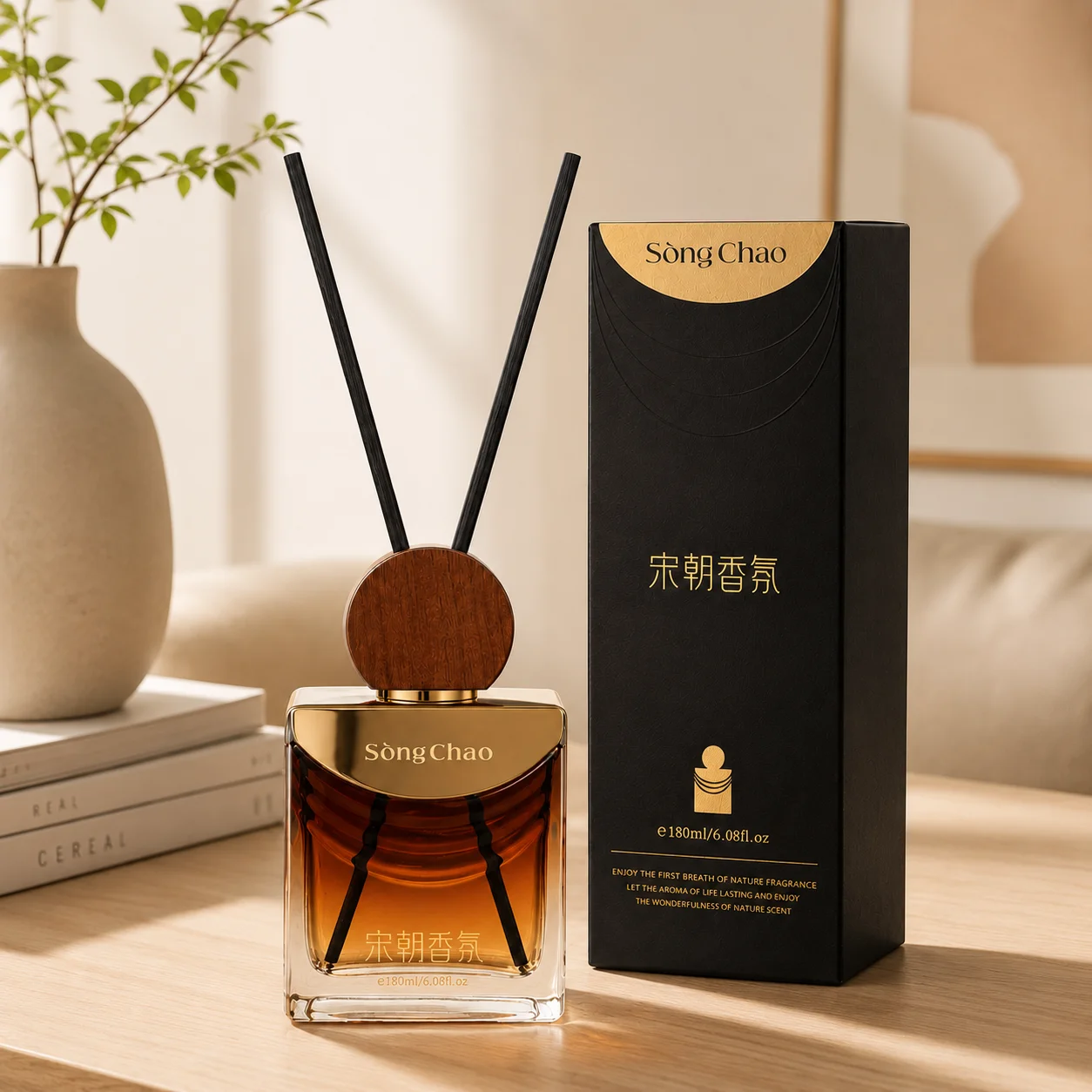 【SongChao】 Prestige Hotel Reed Diffuser 180ml, Long-Lasting Flameless Home Fragrance for Bedroom, Living Room and Office