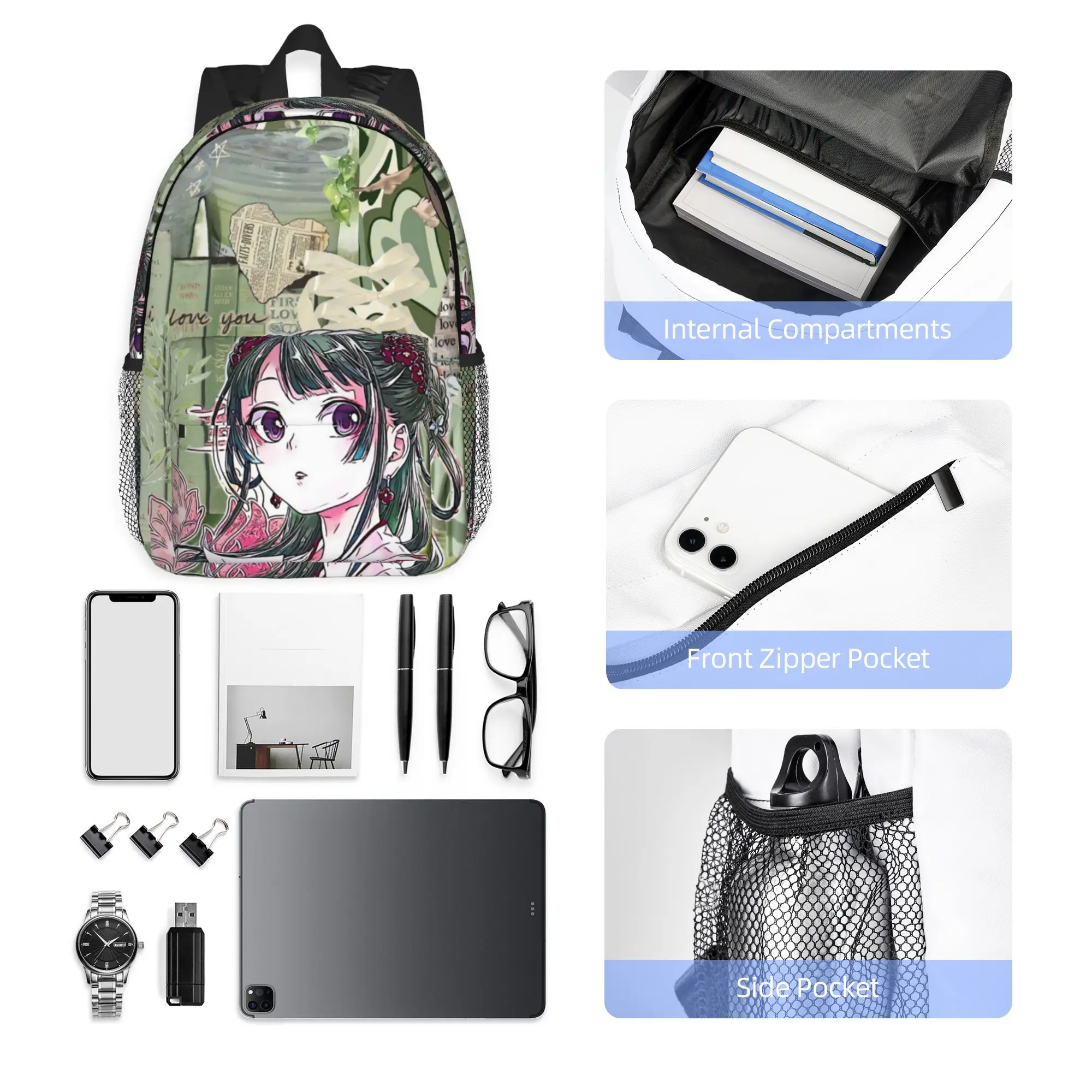The Apothecary Diaries Maomao  Backpack Hot Sale Daypack Large Capacity Boys Girls BookBag Shoulder Bag for Men Women School Bag