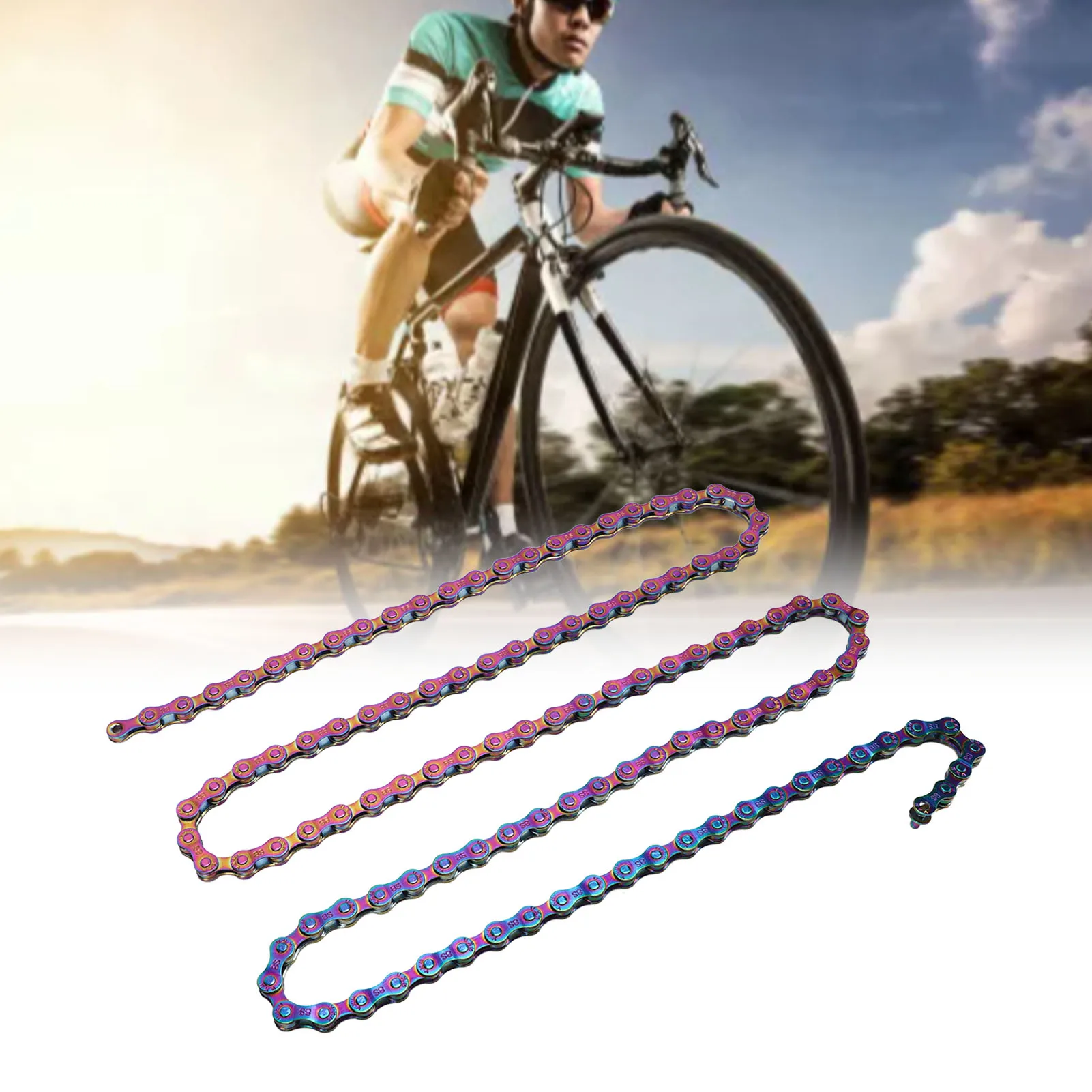 8 Speed Chain Bike Chain Rust Proof Sensitive Colorful Electroplating 6 7 8 Speed Chain for Road Mountain Bikes Color Bike Chain