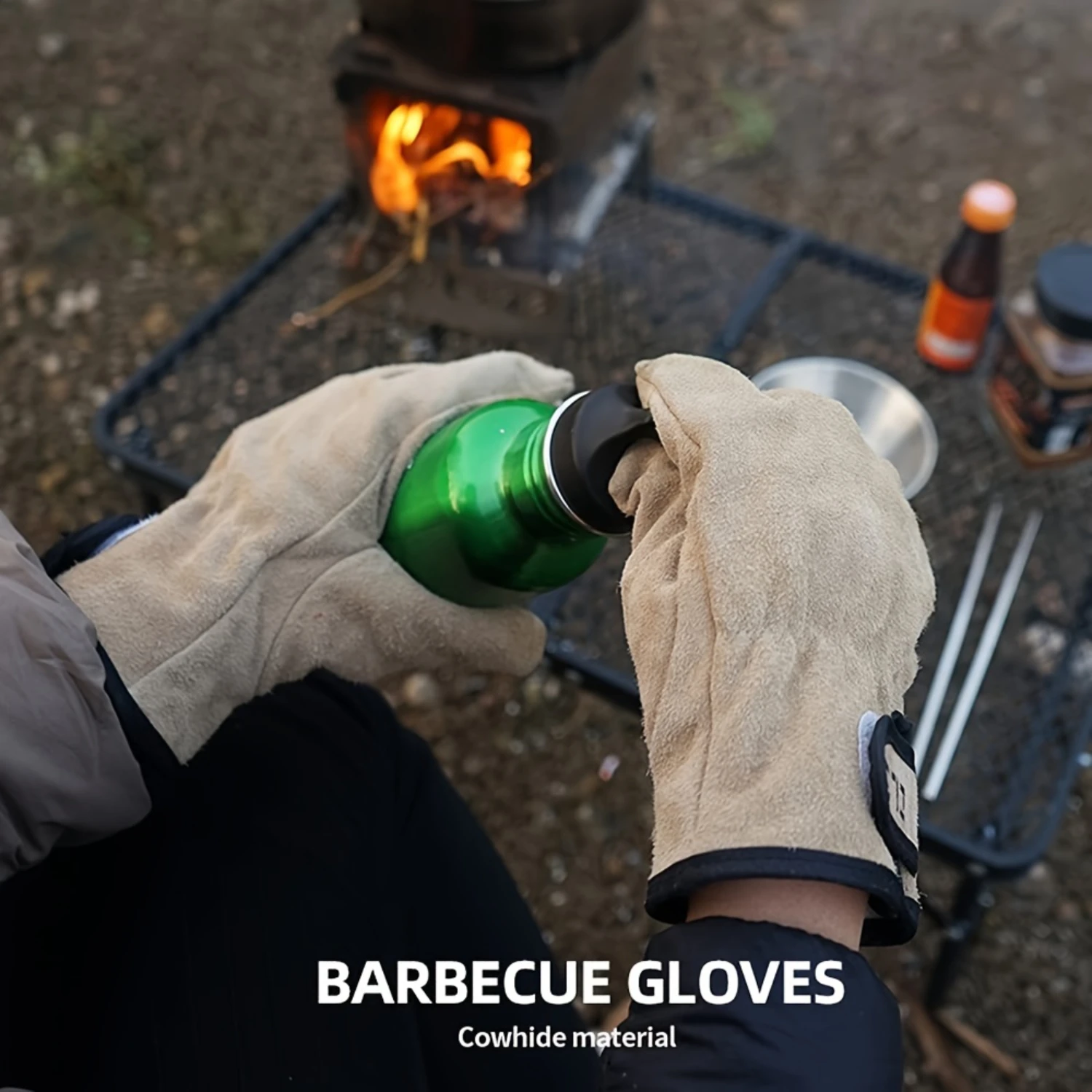 

Pair, BBQ Gloves, Heat Resistant Gloves, Fireproof Mitts, Grilling Gloves, Non-Slip Washable Oven Gloves, Kitchen Gloves For Bar