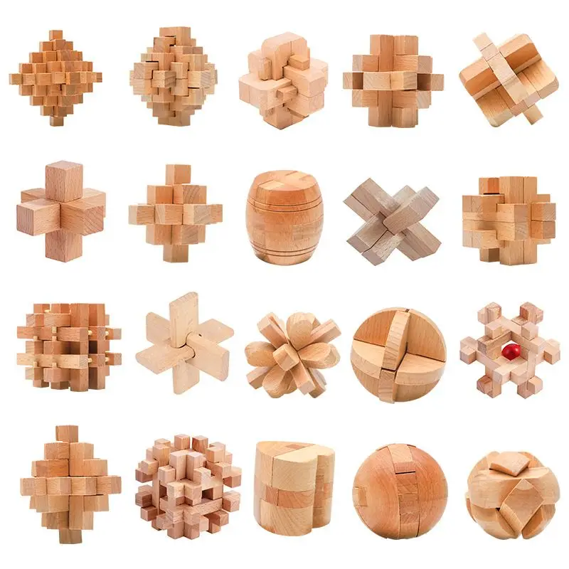 클래식 어린이 교육용 나무 장난감 블라인드 박스 공명 자물쇠 루반 자물쇠 성인 스트레스 해소 부모 자녀 상호작용