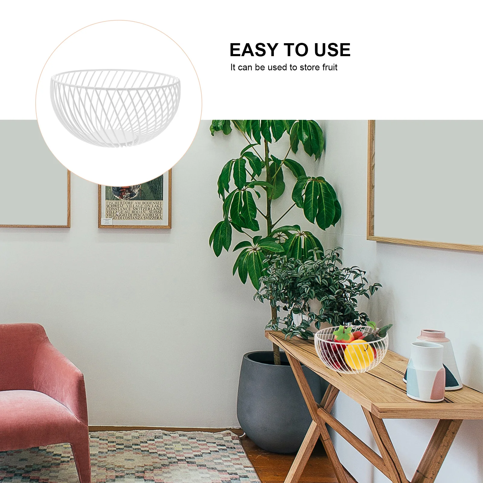 

Iron Fruit Basket Container Food Storage Snack Holder Kitchen Vegetable Basket Premium Materials Creative Design Space