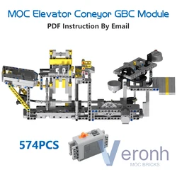 Elevator Coneyor GBC Module MOC Building Blocks Lift Ball Contraption with PF Electric Assembly High-tech Brick Creative Kid Toy