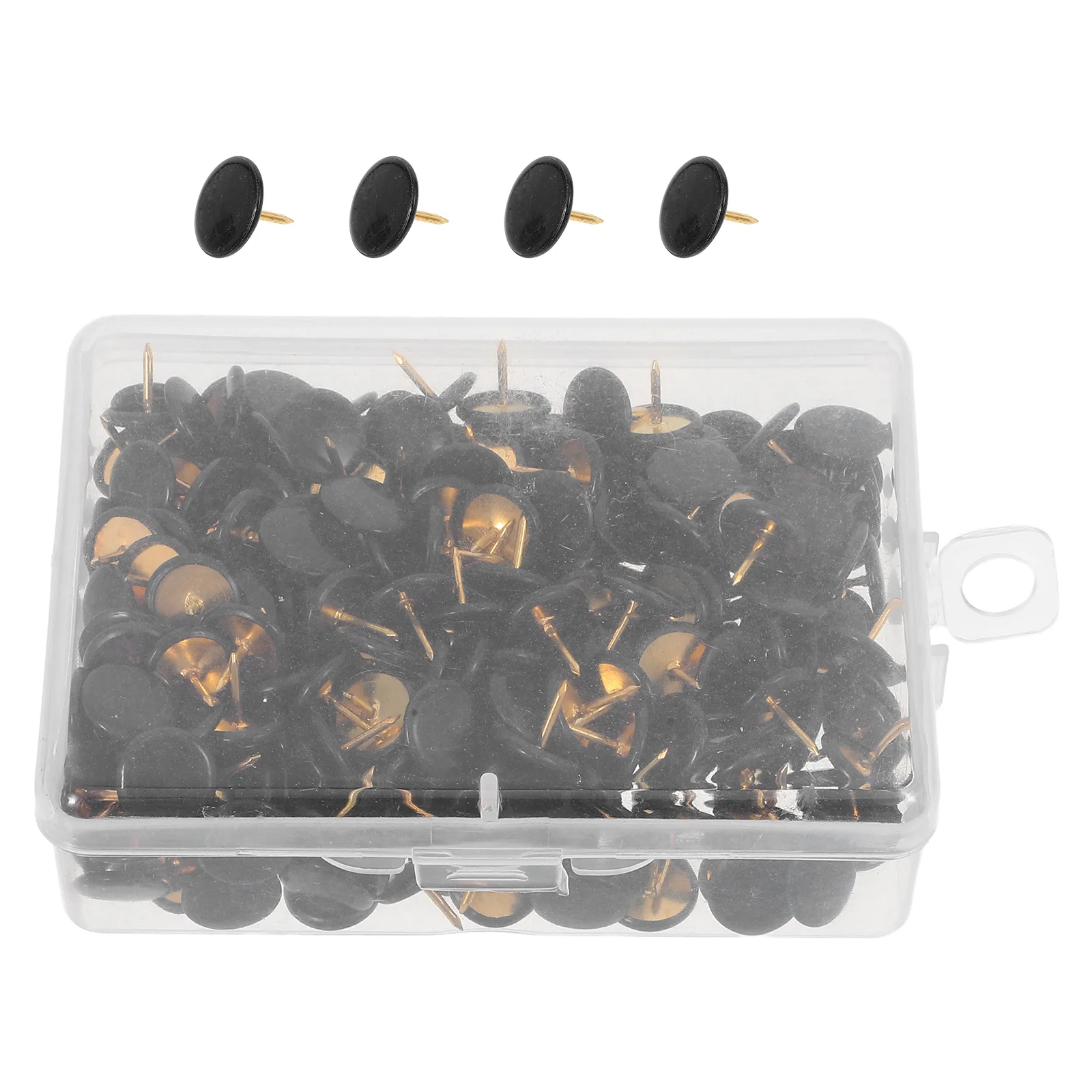 

300pcs Round Flat Head Thumbtacks Decorative Pins for Cork Board Photo Wall Cute Tacks Pushpins Map Studs Black Plastic