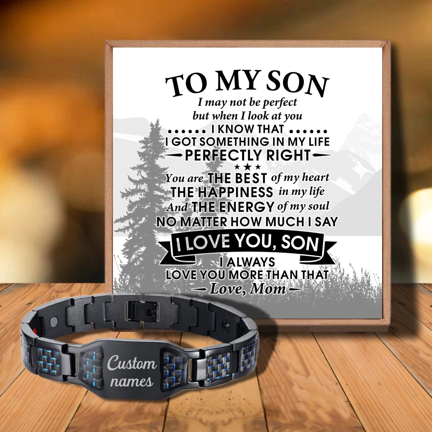 

Sac3001 To My Son If Ever There Is from Love Mom Customizable Message Card Bracelet for Birthday Anniversary Holiday Gift Gradua