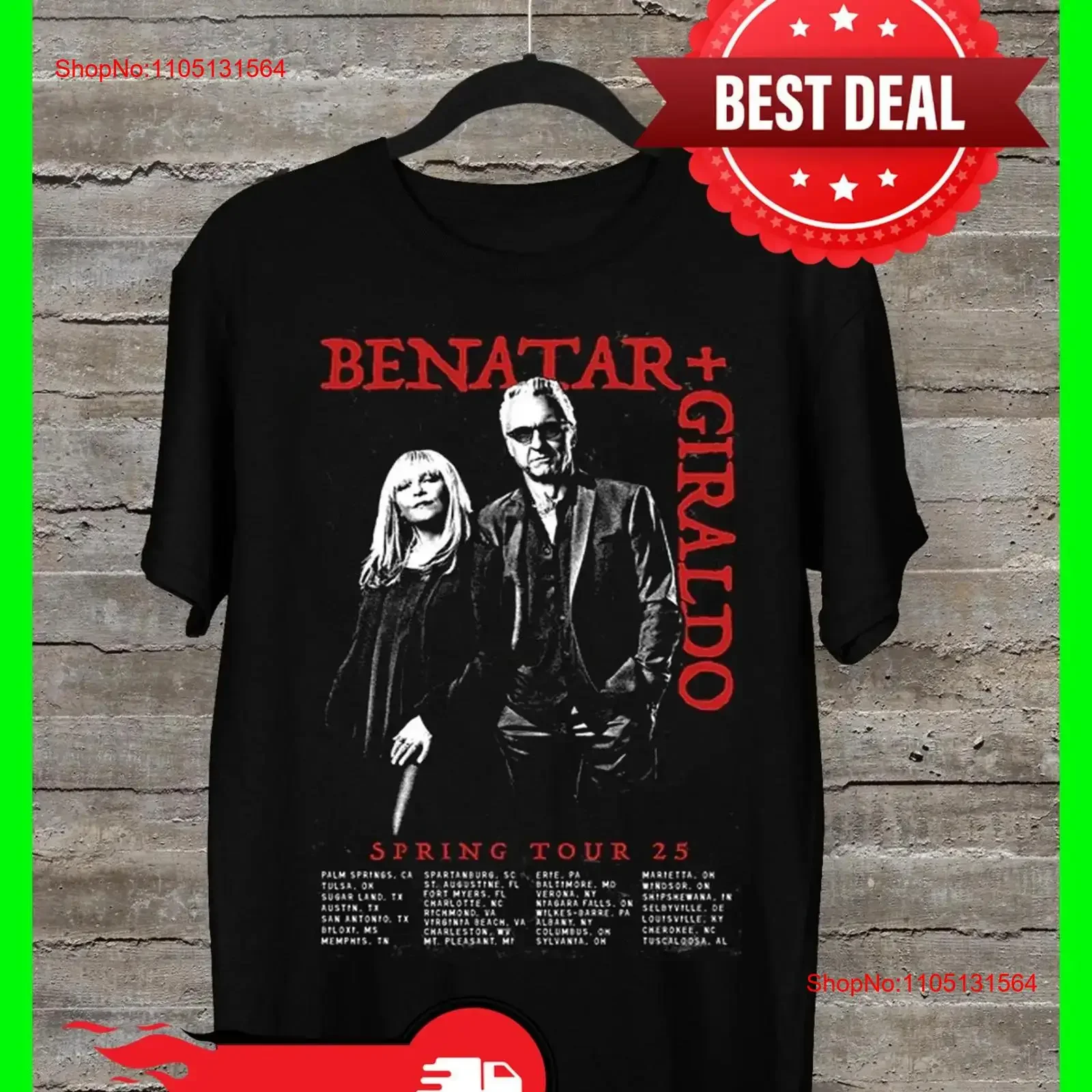 

Pat Benatar Giraldo Spring Tour 2025 T Shirt vintage Washed Slightly homme Soft streetwear fashion Casual Versatile