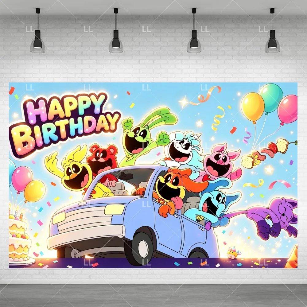 Smilings Critters Ballons Dekoration Cartoon-Tier-Banner Teller Becher Tortendekoration Geburtstagsparty-Zubehör Fotografie-Requisiten – Detail 7