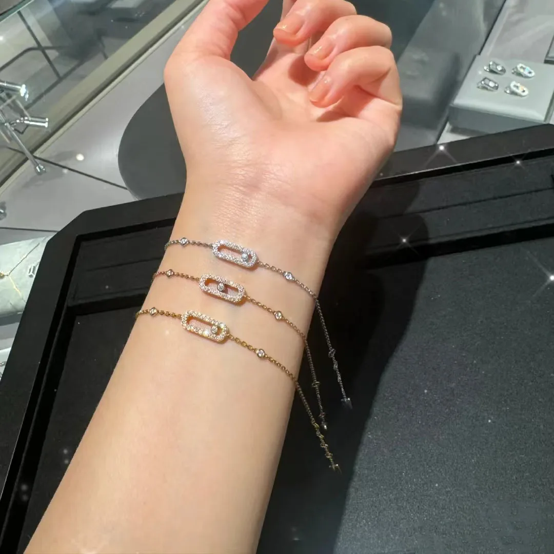 أزياء بوتيك 925 الفضة هندسية كاملة زركونيا المرأة سلسلة الشريحة واحدة سوار مجوهرات فاخرة الرجعية الكلاسيكية الطرف