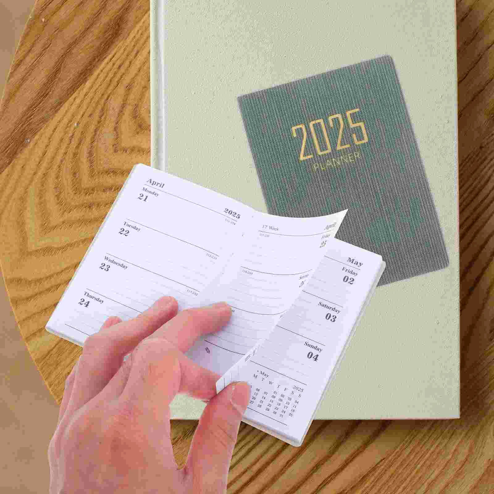 Yearly Notebook 2025 Schedule The Planner Organizer Students Agenda Notepad Portable Green