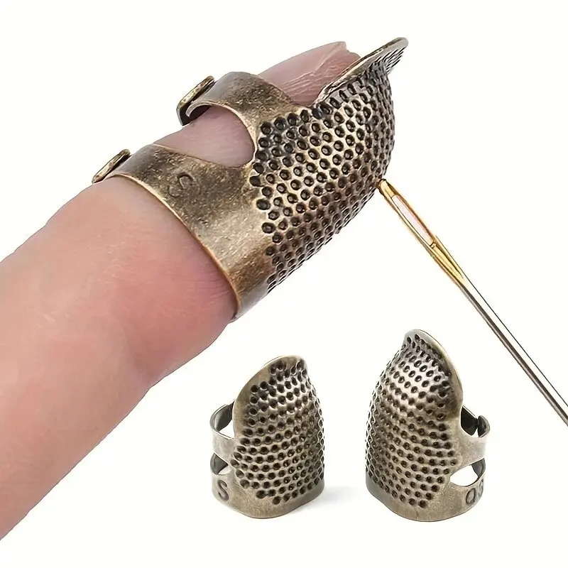 Accesorios de herramientas de costura para el hogar, agujas de dedal Retro, Protector de dedo, anillo de dedal antiguo, aguja de trabajo manual, accesorios artesanales
