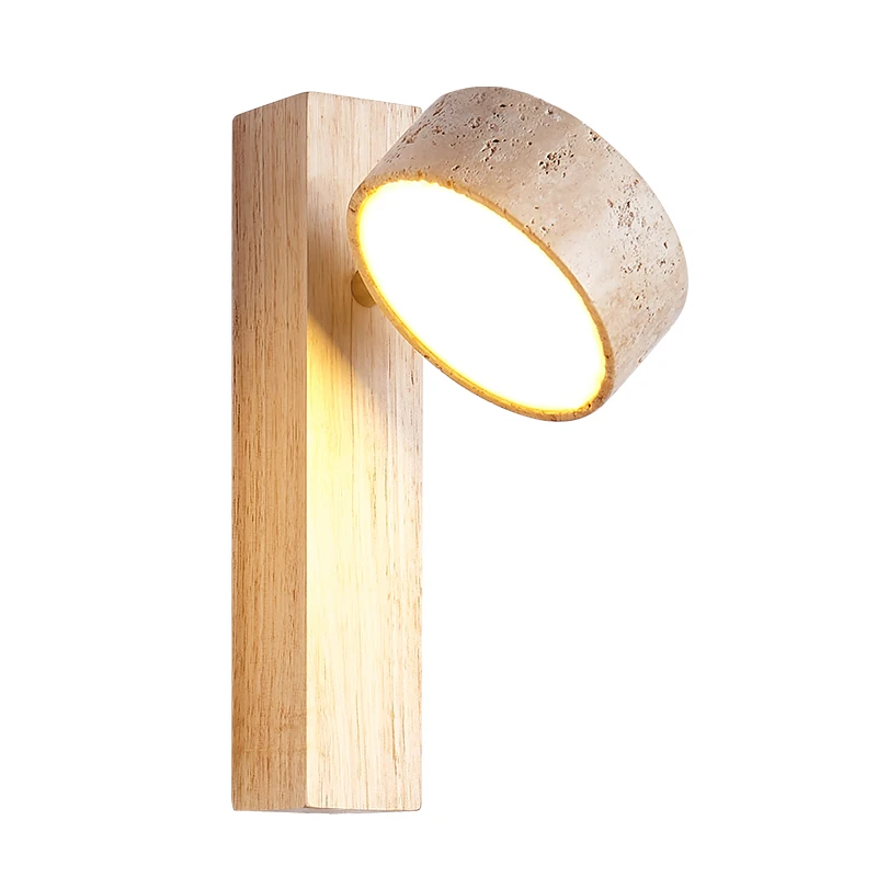 Hiszpańska naturalna kamień wapienny dwustronna lampa ścienna kreatywna okrągła LED obrotowa lampa łazienkowa lampa przed lustro toaletowe — 2