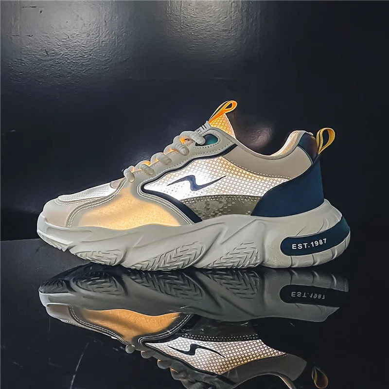 

Summer New Men's Breathable Mesh Sports Shoes Thick Sole Trendy Versatile Casual Student Running Shoes Lightweight Walking Shoes
