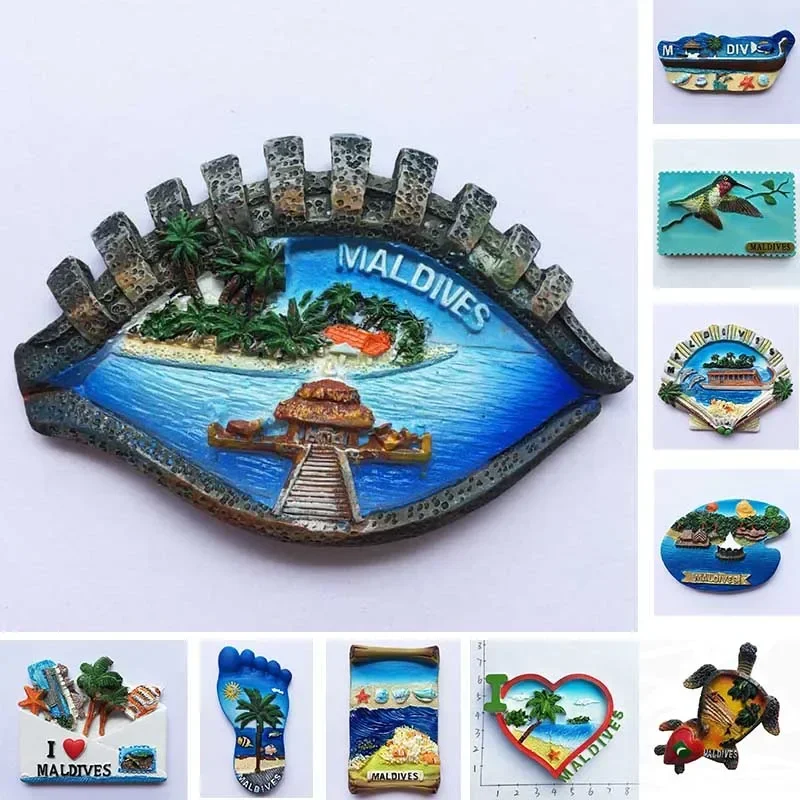 Maldives fridge magnets tourist souvenir 3D resin Magnetic Refrigerator Stickers  Hand Gifts home decor travel gifts idea