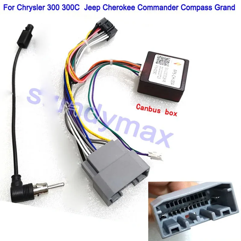 Car Audio 16pin Wiring Harness With Canbus Box For Chrysler 300 300C Jeep Cherokee Commander Compass Grand car Wire Adatper