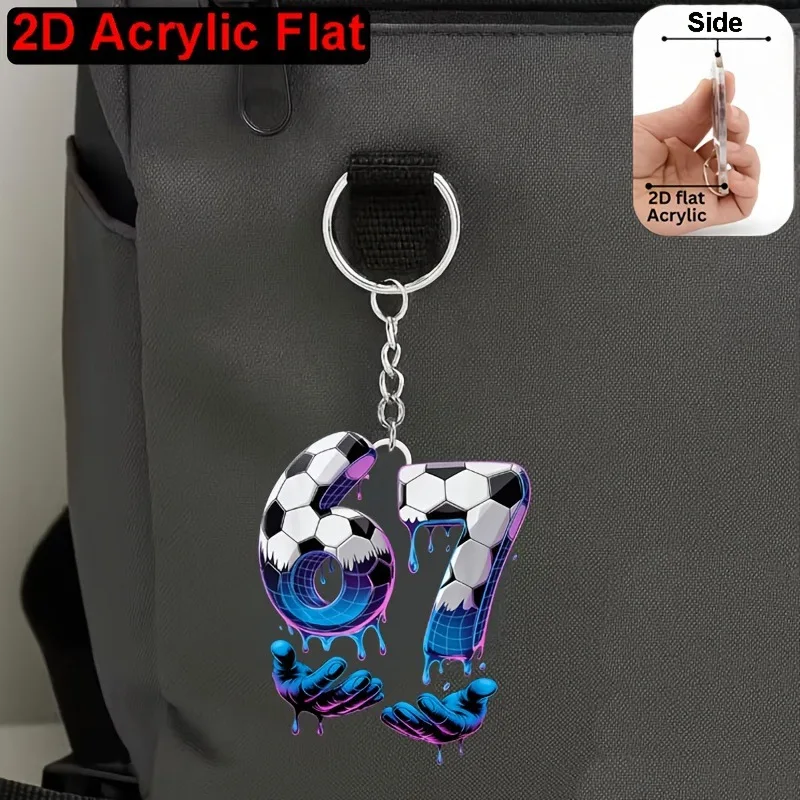 /NewStyle Football Six and Seven Number Elements Keychain, Suitable for Backpacks, Car Keychains And Wallet Decoration(2D Flat )