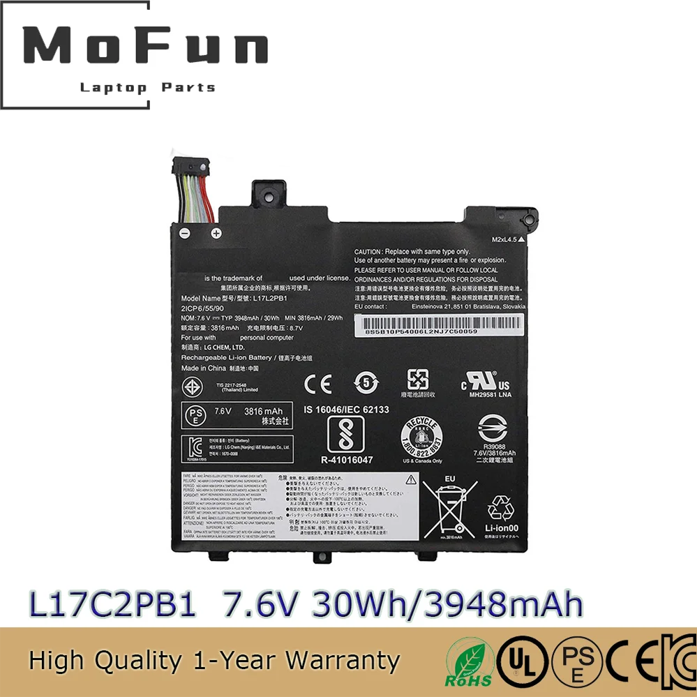 

Original L17C2PB1 7.6V 30Wh Laptop Battery for Lenovo V330-14IKB V330-14ARR L17C2PB2 L17L2PB1 2ICP6/55/90