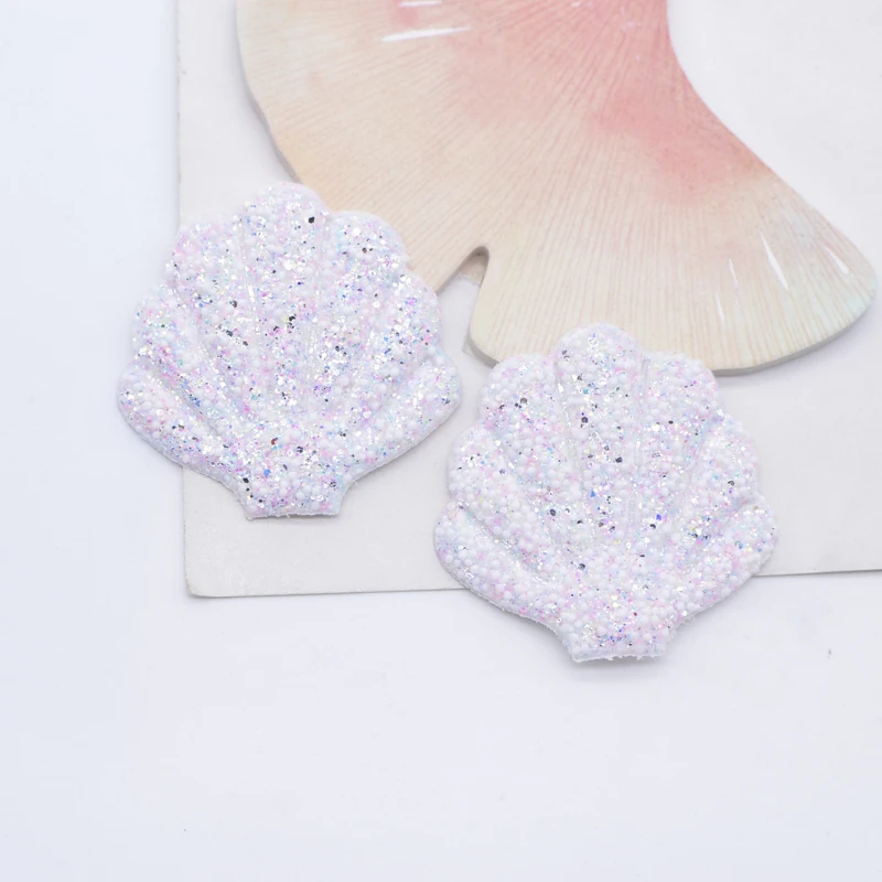 12Pcs Kawaii Glitter Shell Applique for DIY Clothes Hat Shoes Decor Patches Handmade Headwear Hair Clips Bow Accessories