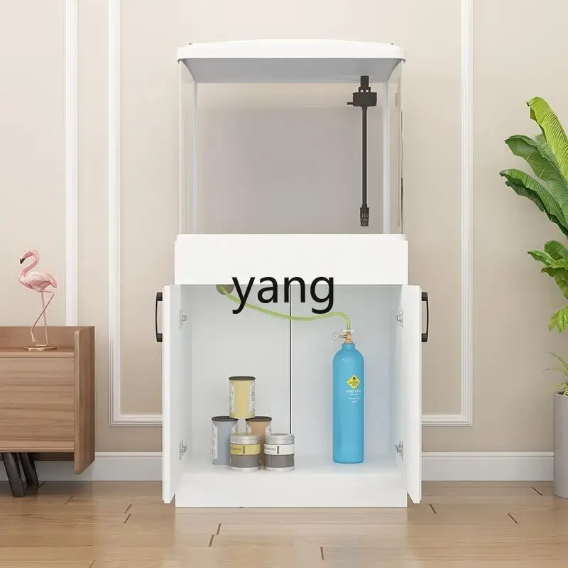 Yhl New Aquarium Home Change Water Hot Bending with Cabinet Integrated Floor Landscaping Fish Globe
