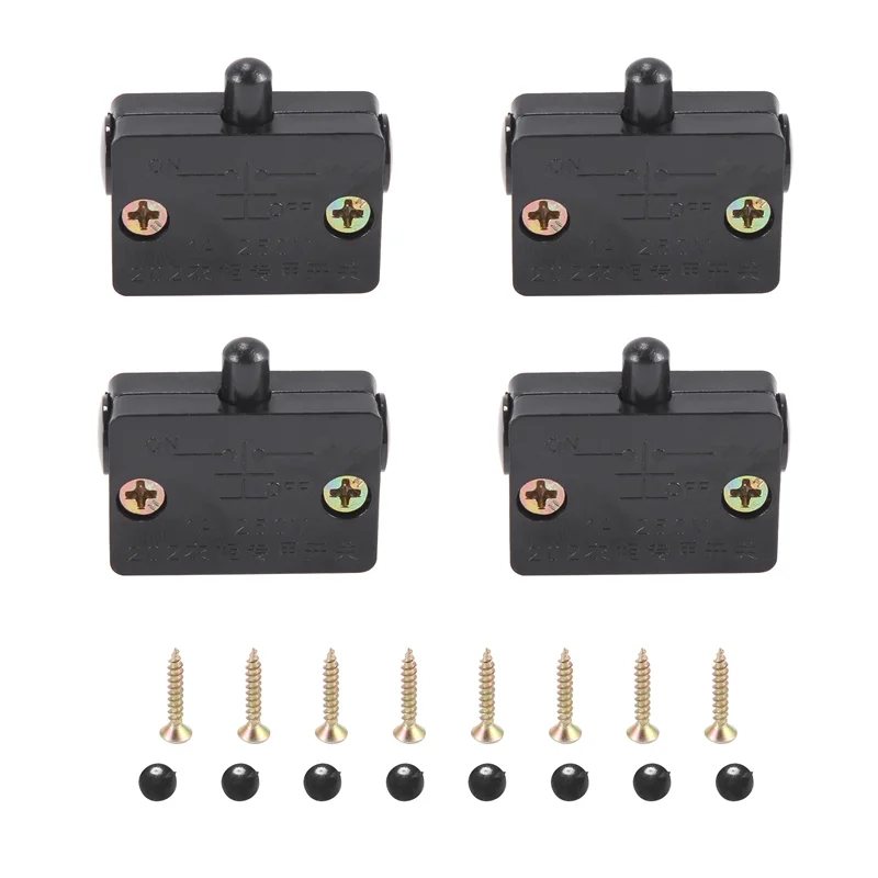 

FAAJ-4 Pcs Cabinet Door Switch Cabinet Lamp Switch Drawers Open On Close Door Applicable To 12V 24V 110V
