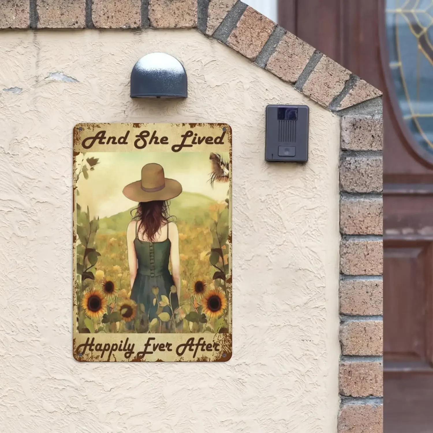 Retro tin sign, And She Lived Happily Ever After Vintage Metal Sign for Garage Bar Caffe Pub Coffee Home Decor 8x12 Inch