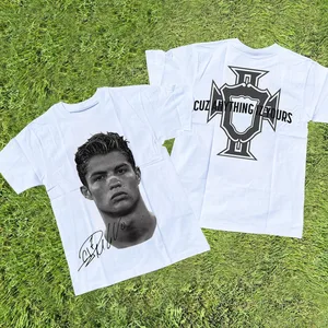 Cristiano Ronaldo Neymar Lionel Messi, superstar du football, portrait de t-shirt imprimé pour hommes pour femmes, t-shirt ample décontracté à manches courtes 8 meilleures ventes Christian Ronaldo - No 1